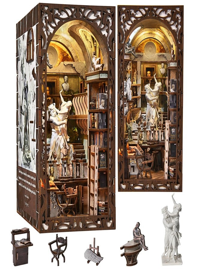 MiniCity DIY Book Nook Kit, Miniature Dollhouse Kit, Book Nook Kits for Adults Gift, Booknook Bookend Halloween Haunted Mansion House (Bernini's Workshop) - Image 1